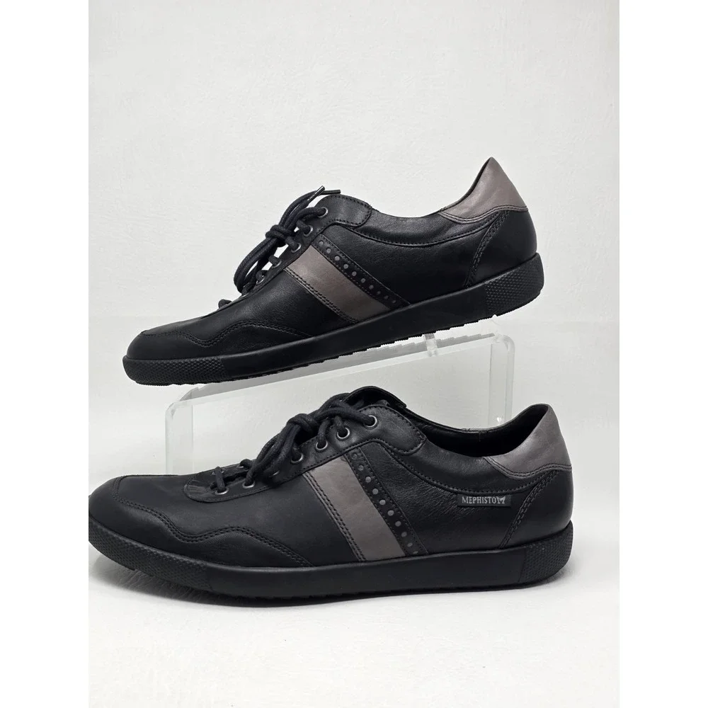 Mephisto Bonito Sneakers Mens Size 8 Leather Black & Tan Walking Casual Comfort